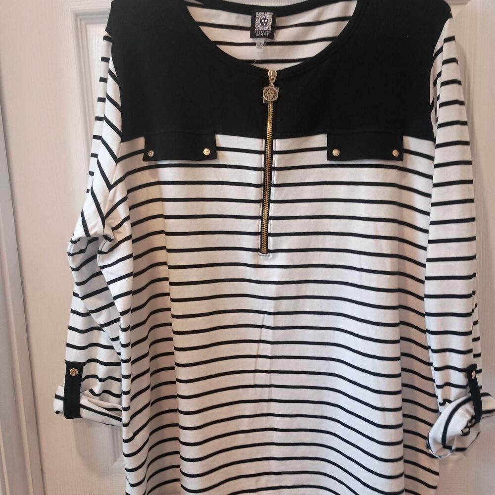 Anne-klein Men's Black and White Shirt